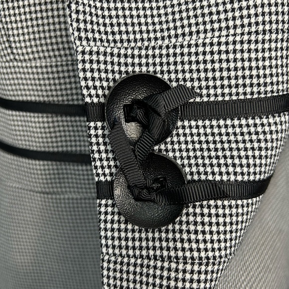 Houndstooth plaid black and white two button front lined suit jacket blazer - Picture 9 of 16